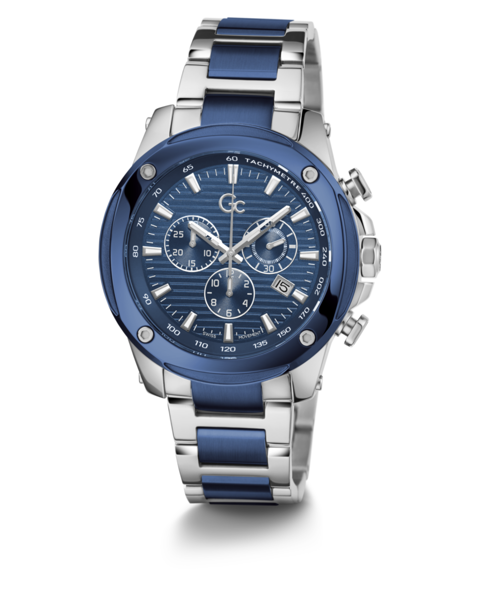 Gc Sport Chic Silver Round Dial Quartz Men Watch - Guess Collection