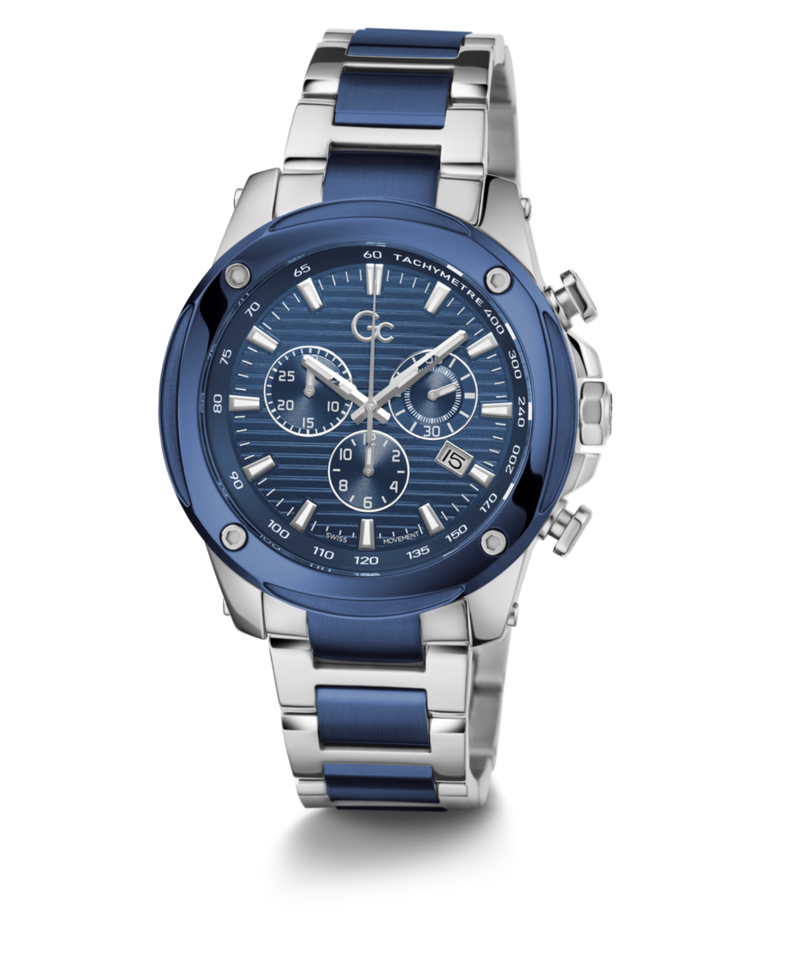 Gc Sport Chic Silver Round Dial Quartz Men Watch - Guess Collection Watch Gc
