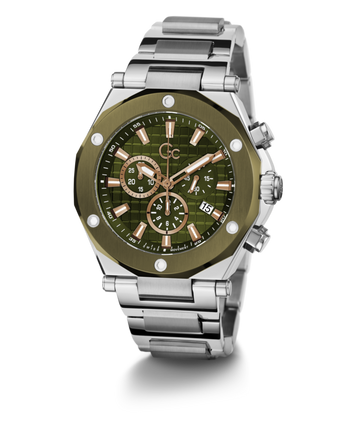 Gc Green Dial Round Case Quartz Analog Men Watch - Guess Collection Watch Gc