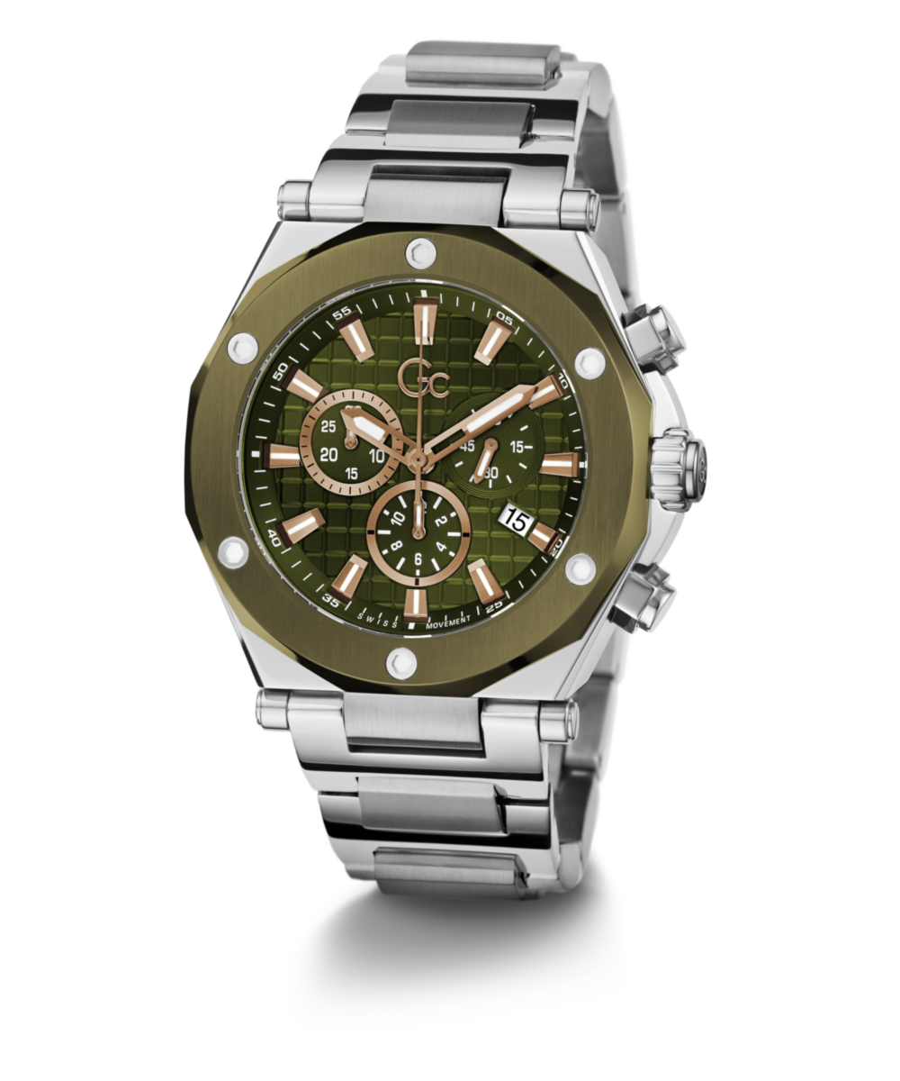 Gc Green Dial Round Case Quartz Analog Men Watch - Guess Collection
