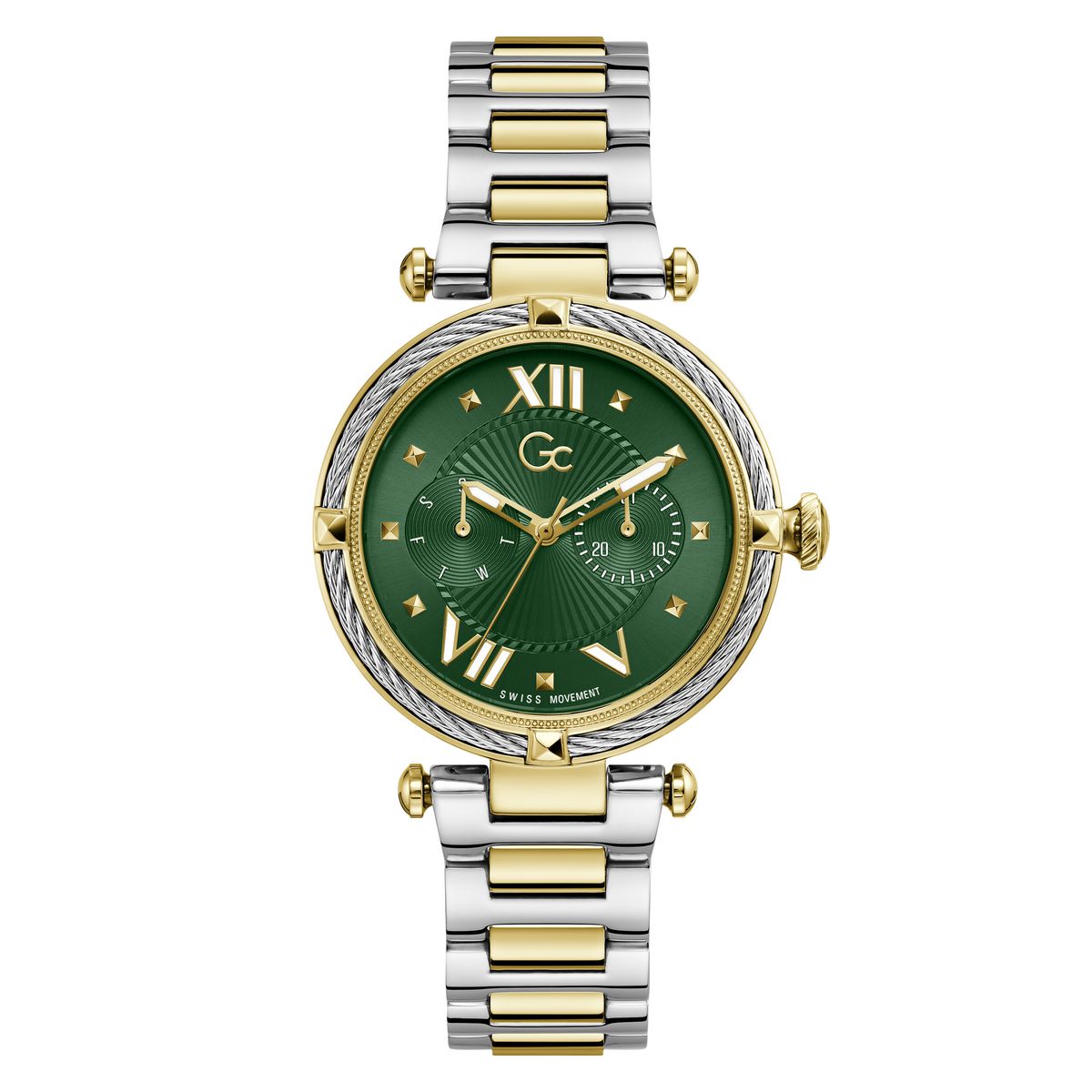 Gc Round 38mm Green Dial Analog Women Watch - Z23011L9M
