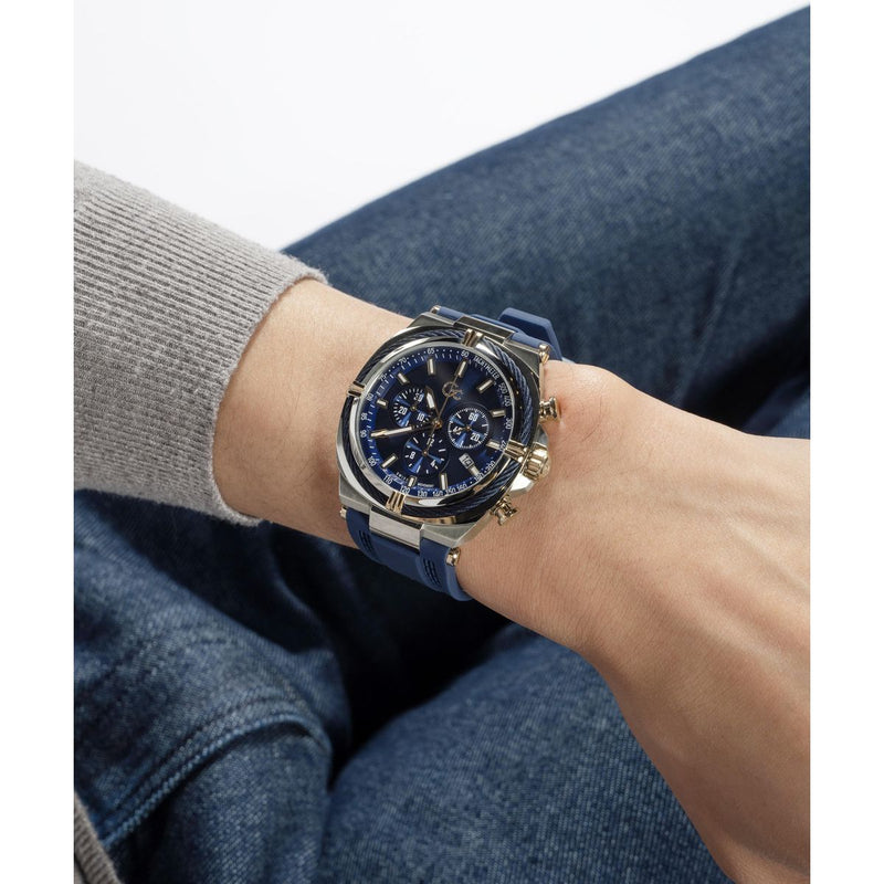 Gc Sport Chic Silver Round Dial Quartz Men Watch - Guess Collection Watch Gc