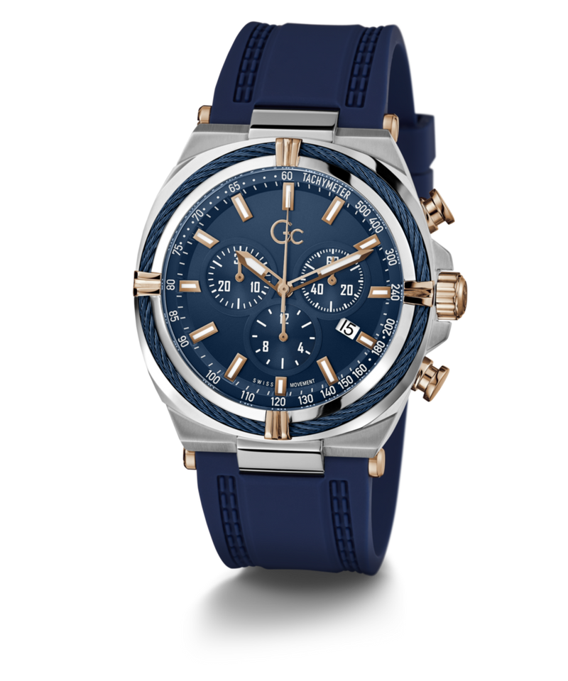 Gc Sport Chic Silver Round Dial Quartz Men Watch - Guess Collection Watch Gc