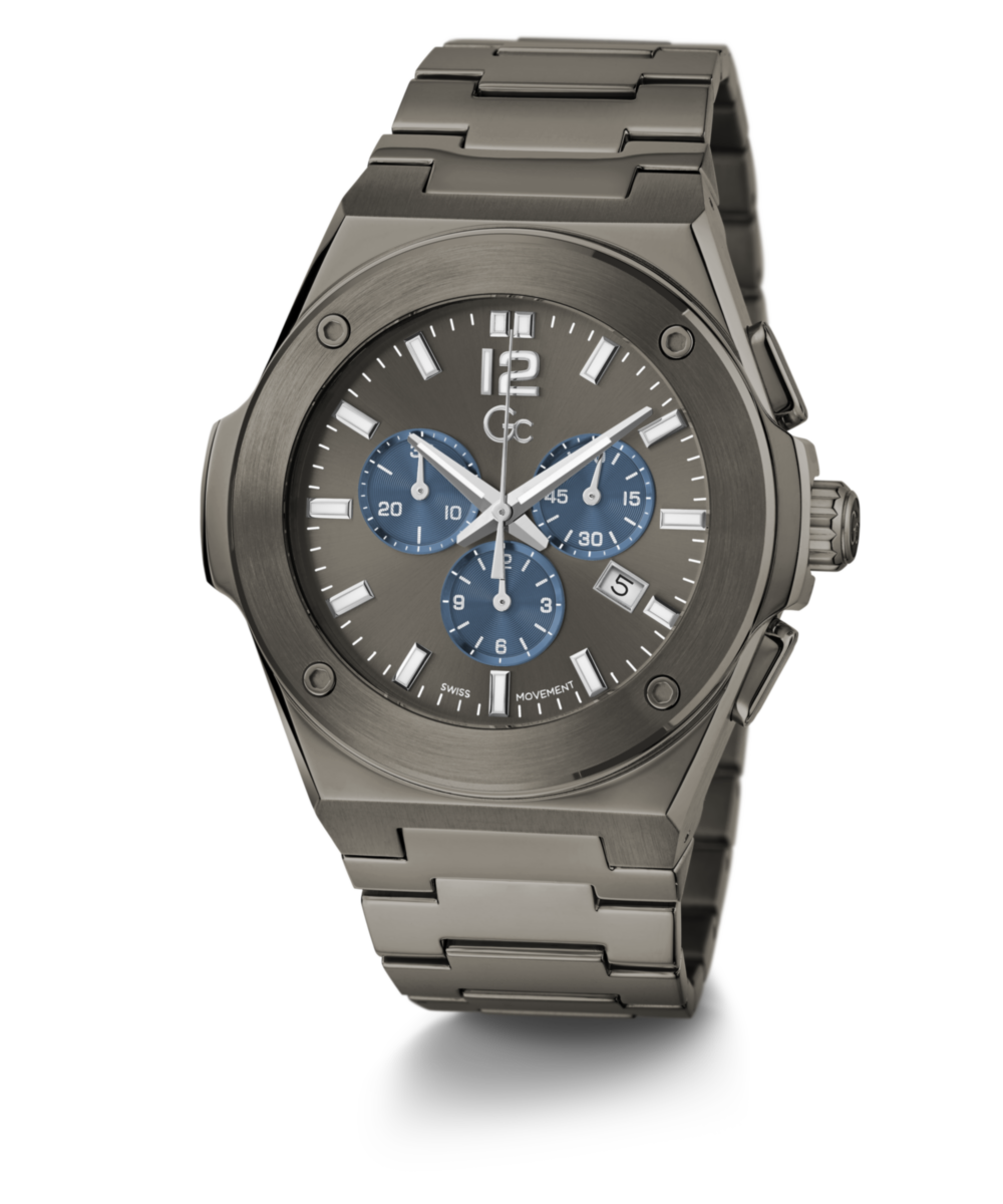Gc Sport Chic Gunmetal Round Dial Quartz Men Watch - Guess Collection Watch Gc