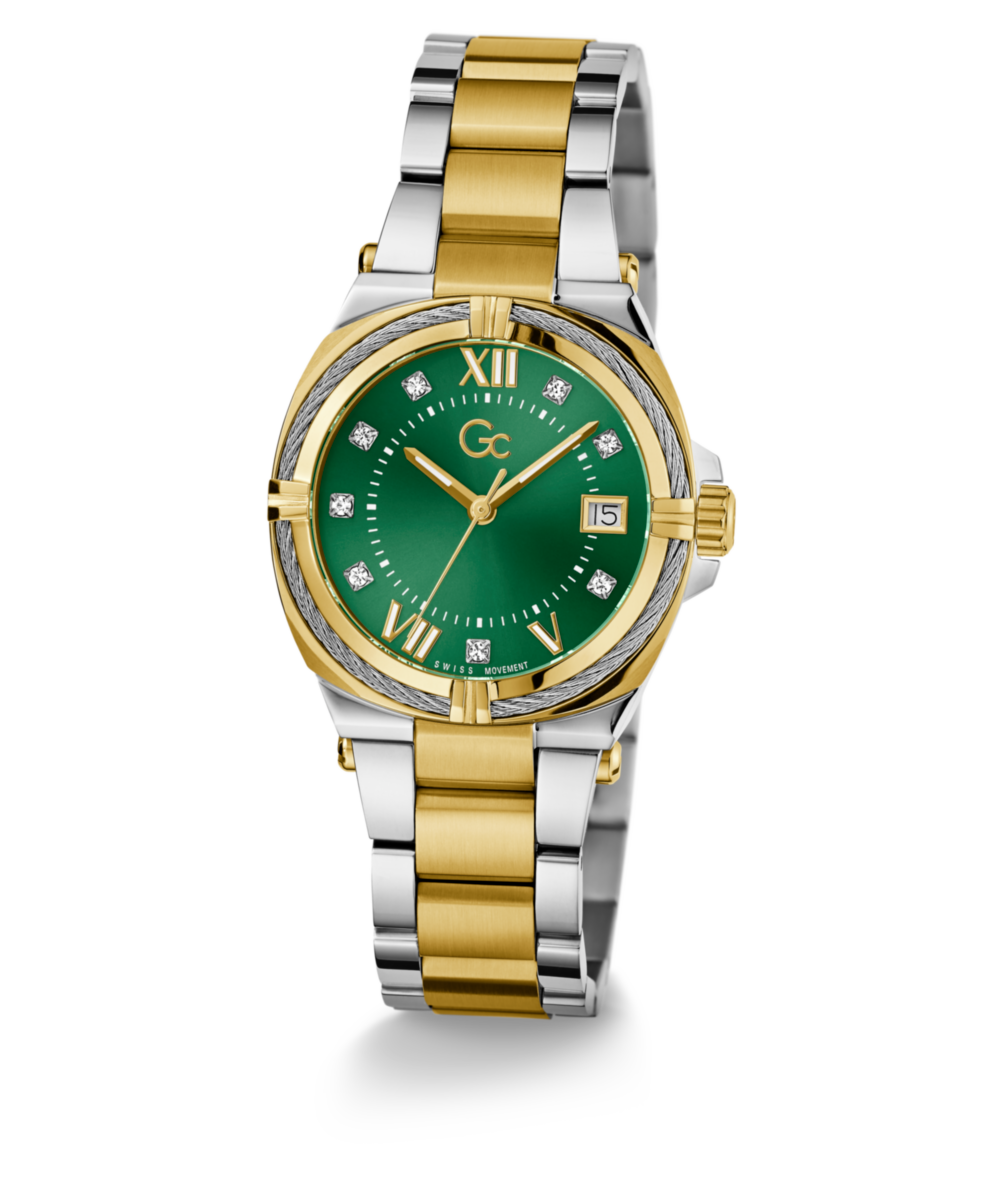 Gc IronClass Green Round Dial Quartz Analog Women Watch - Guess Collection