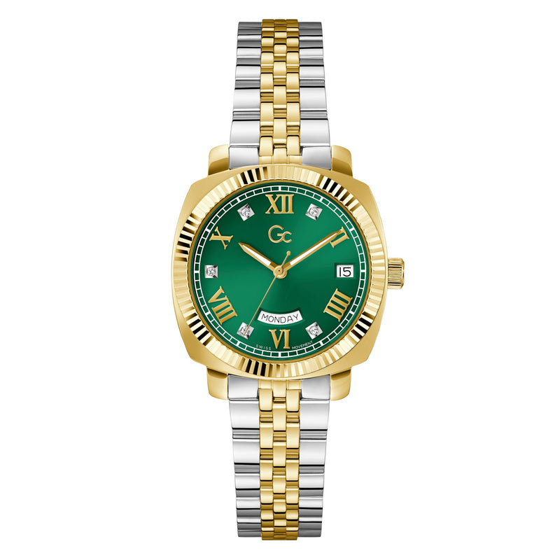 Gc Flair Green Square Dial Quartz Analog Women Watch - Guess Collection Watch Gc