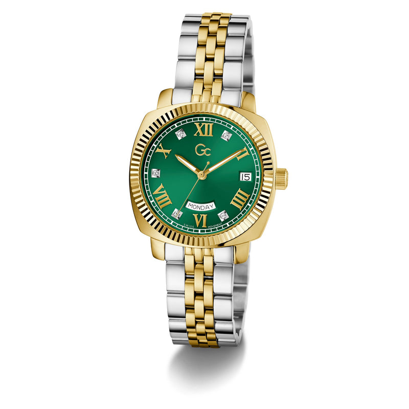 Gc Flair Green Square Dial Quartz Analog Women Watch - Guess Collection Watch Gc