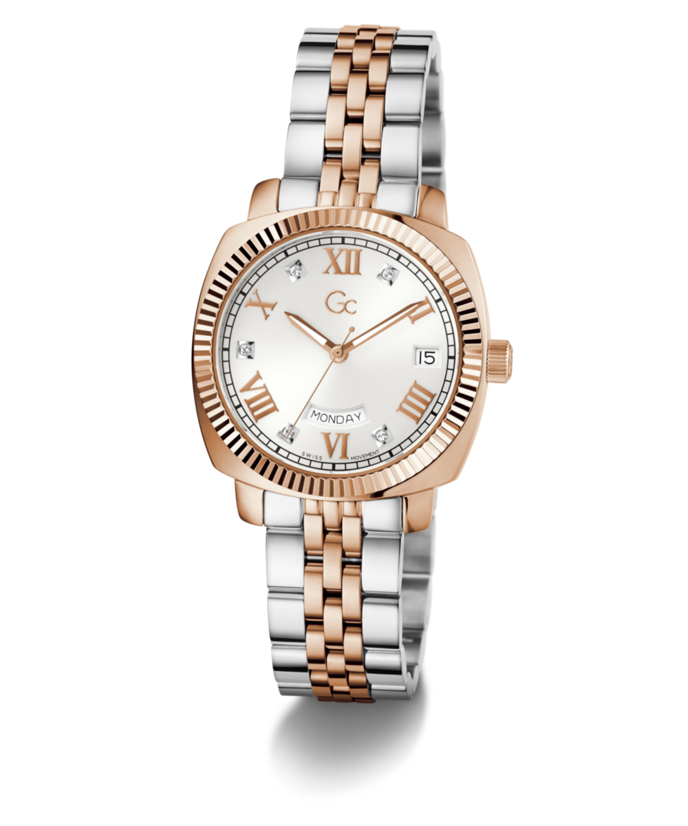 Gc Flair White Rose Gold Dial Quartz Analog Women Watch - Guess Collection
