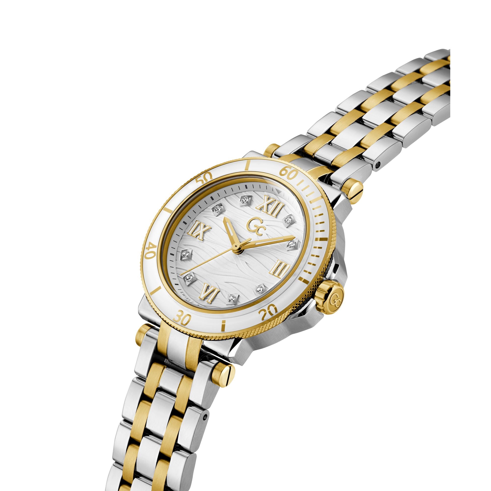 Gc Collection One White Round Dial Quartz Analog Women Watch - Guess Collection
