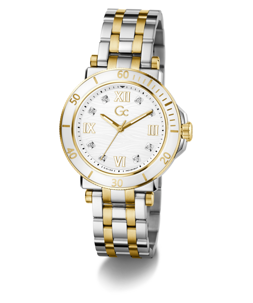 Gc Collection One White Round Dial Quartz Analog Women Watch - Guess Collection