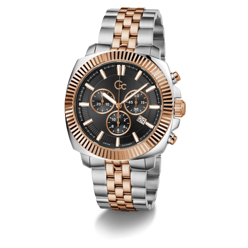 Gc Flair Black Square Dial Quartz Analog Men Watch - Guess Collection Watch Gc