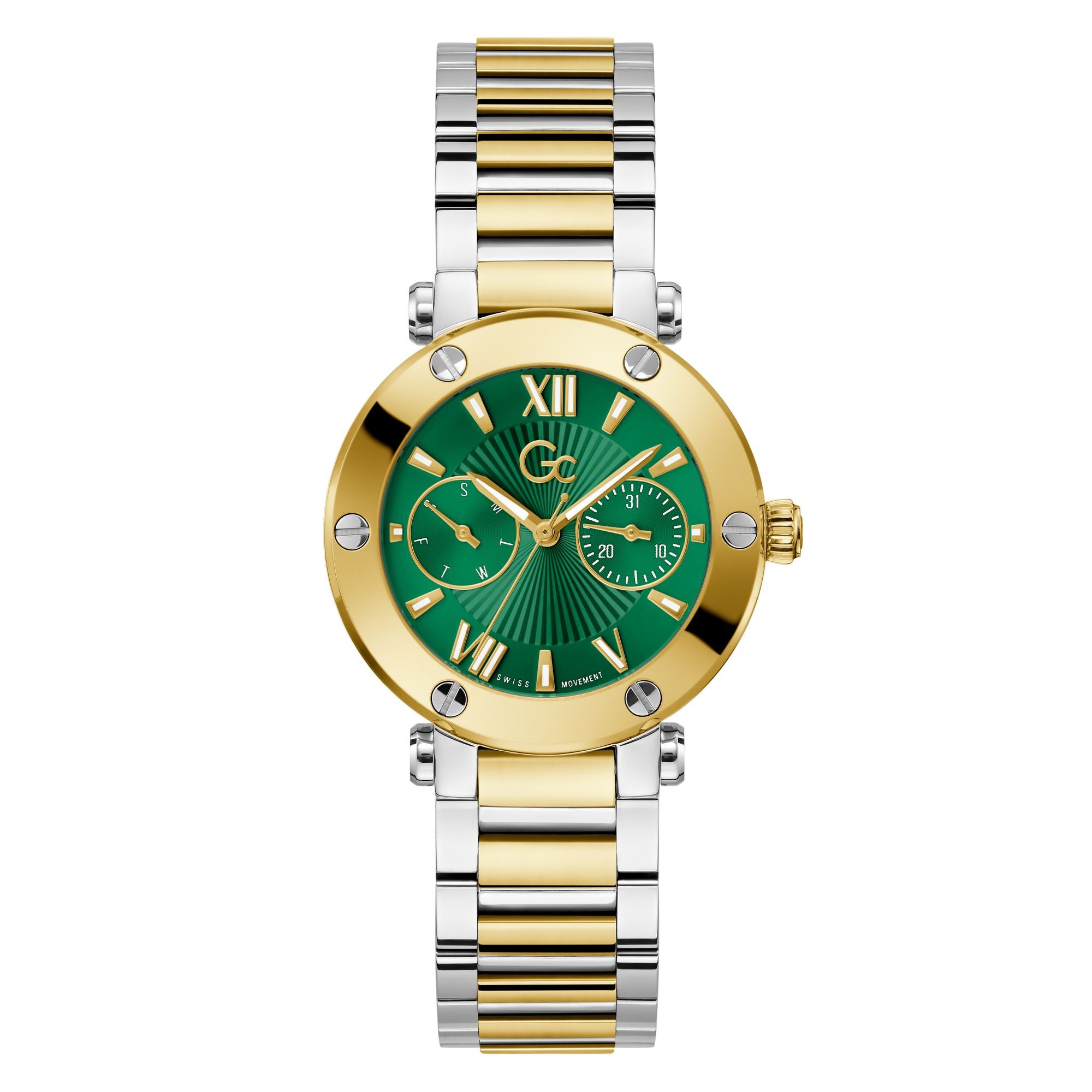 Gc Aura Green Round Dial Quartz Analog Women Watch - Guess Collection