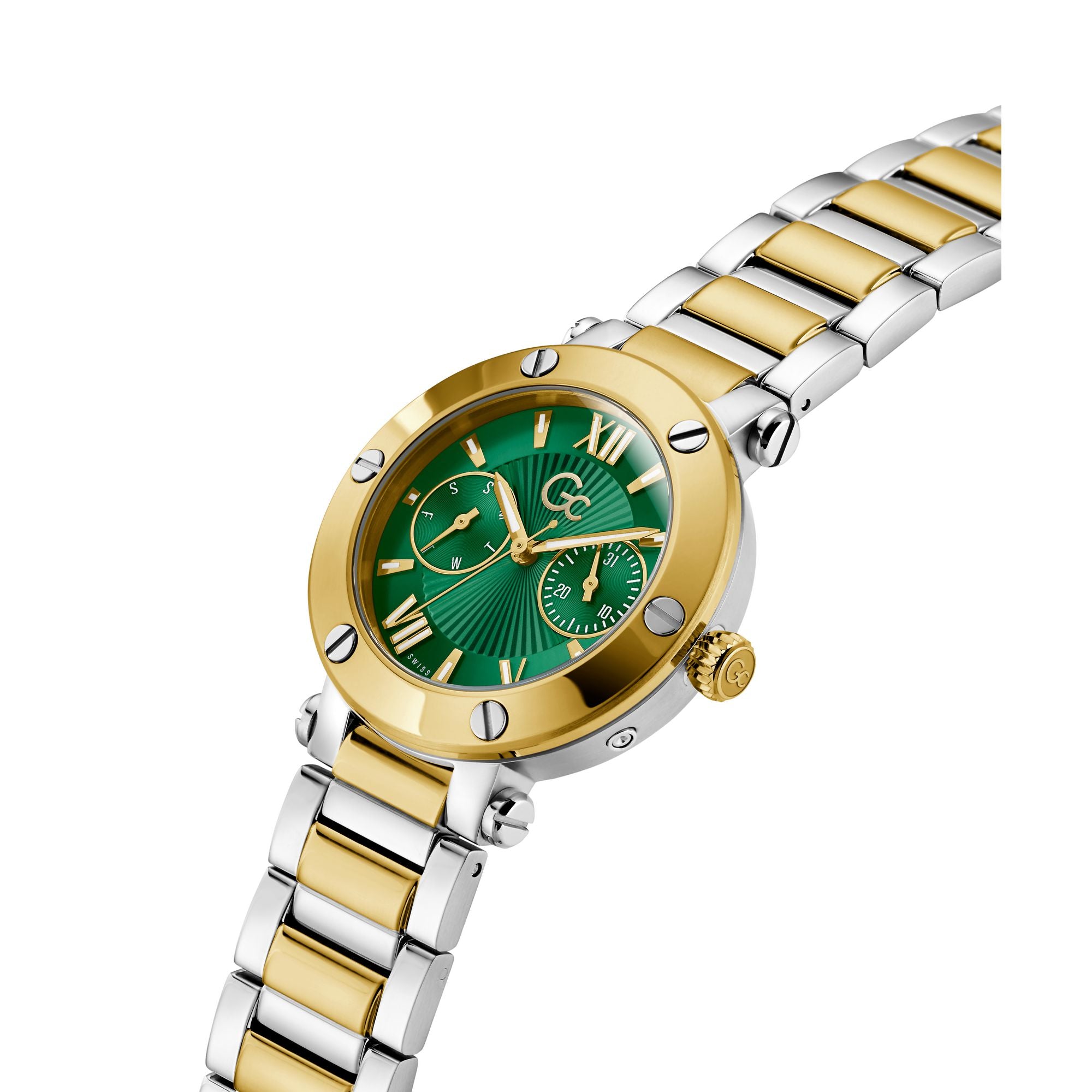 Gc Aura Green Round Dial Quartz Analog Women Watch - Guess Collection