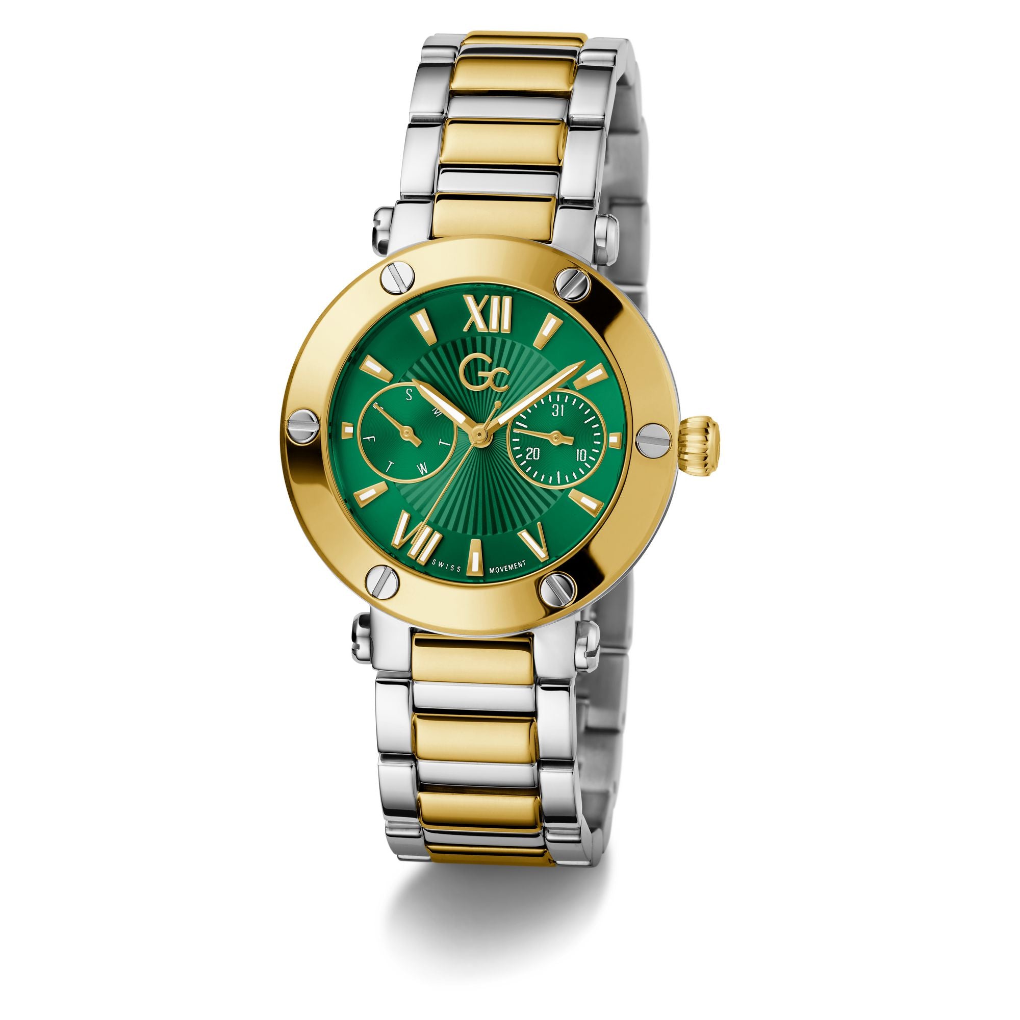 Gc Aura Green Round Dial Quartz Analog Women Watch - Guess Collection