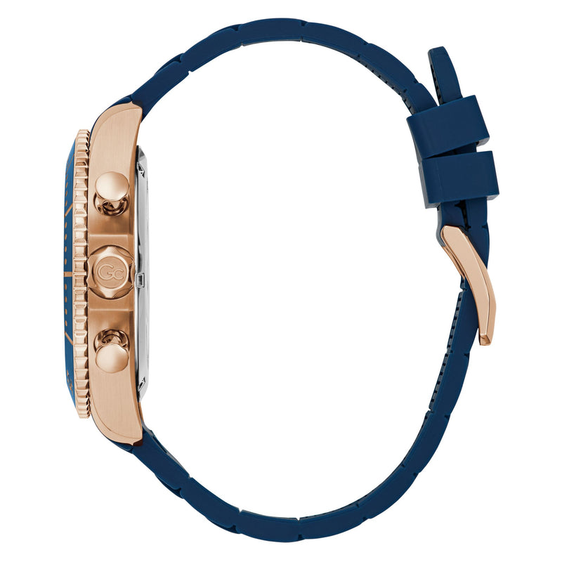 Gc Collection Speedracer Blue Rose Gold Dial Quartz Analog Men Watch - Guess Collection Watch Gc