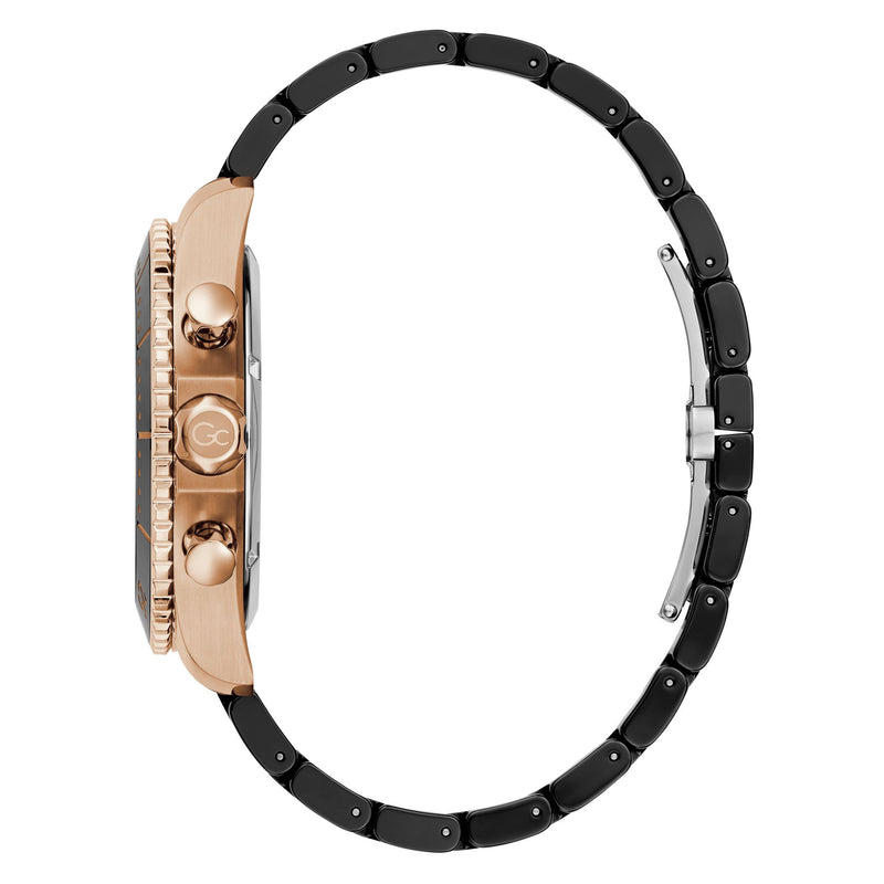 Gc Collection Speedracer Black Rose Gold Dial Quartz Analog Men Watch - Guess Collection Watch Gc