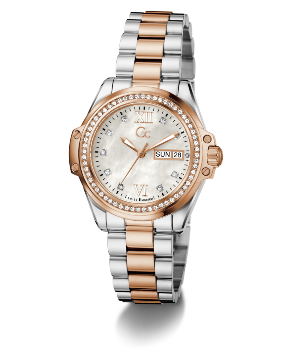 Gc Bolt Lady White Round Quartz Women Watch - Guess Collection Watch Gc