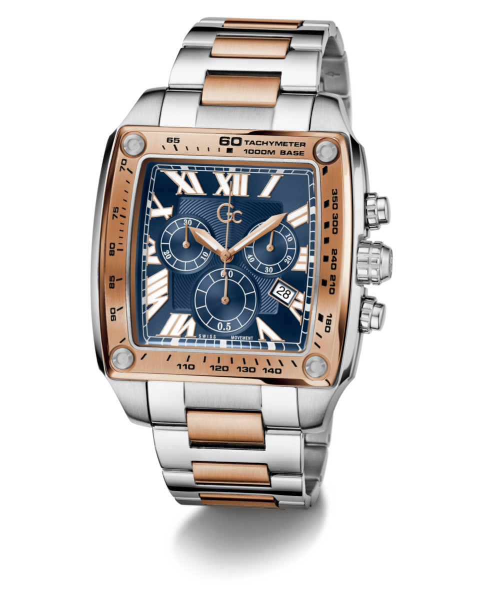 Gc Retrofit Blue Square Quartz Men Watch - Guess Collection Watch Gc