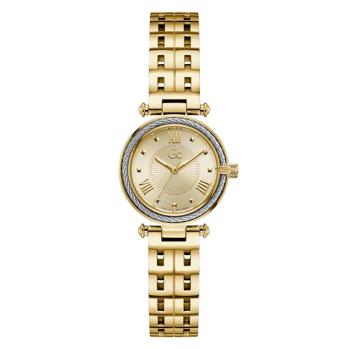 Gc Round 28mm Champagne Dial Analog Women Watch - Z79006L6M