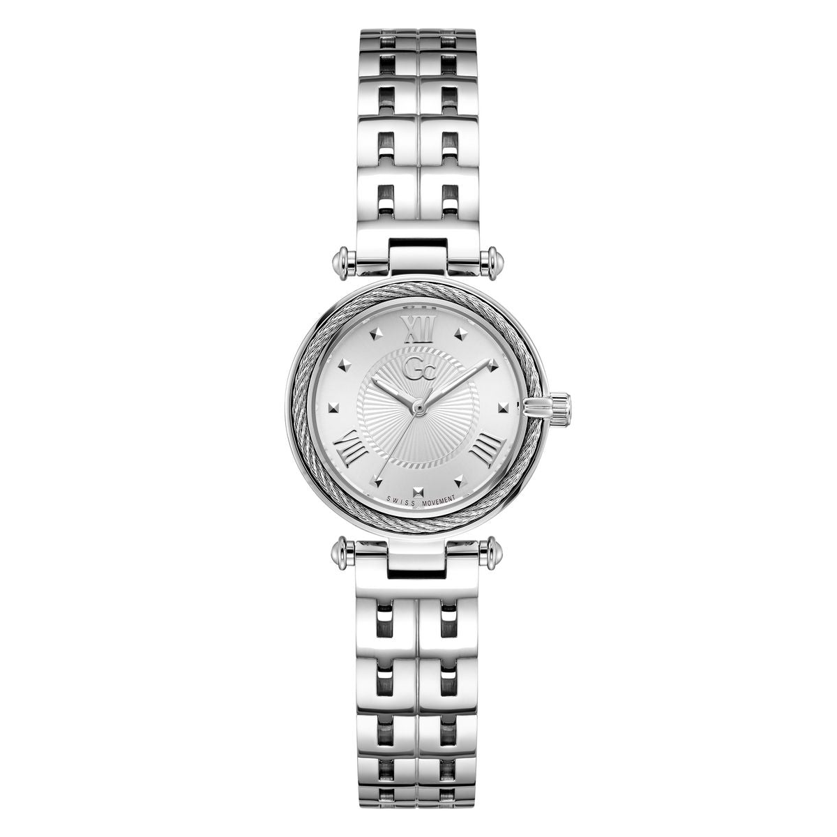 Gc Round 28mm Silver-Tone Dial Analog Women Watch - Z79007L1M