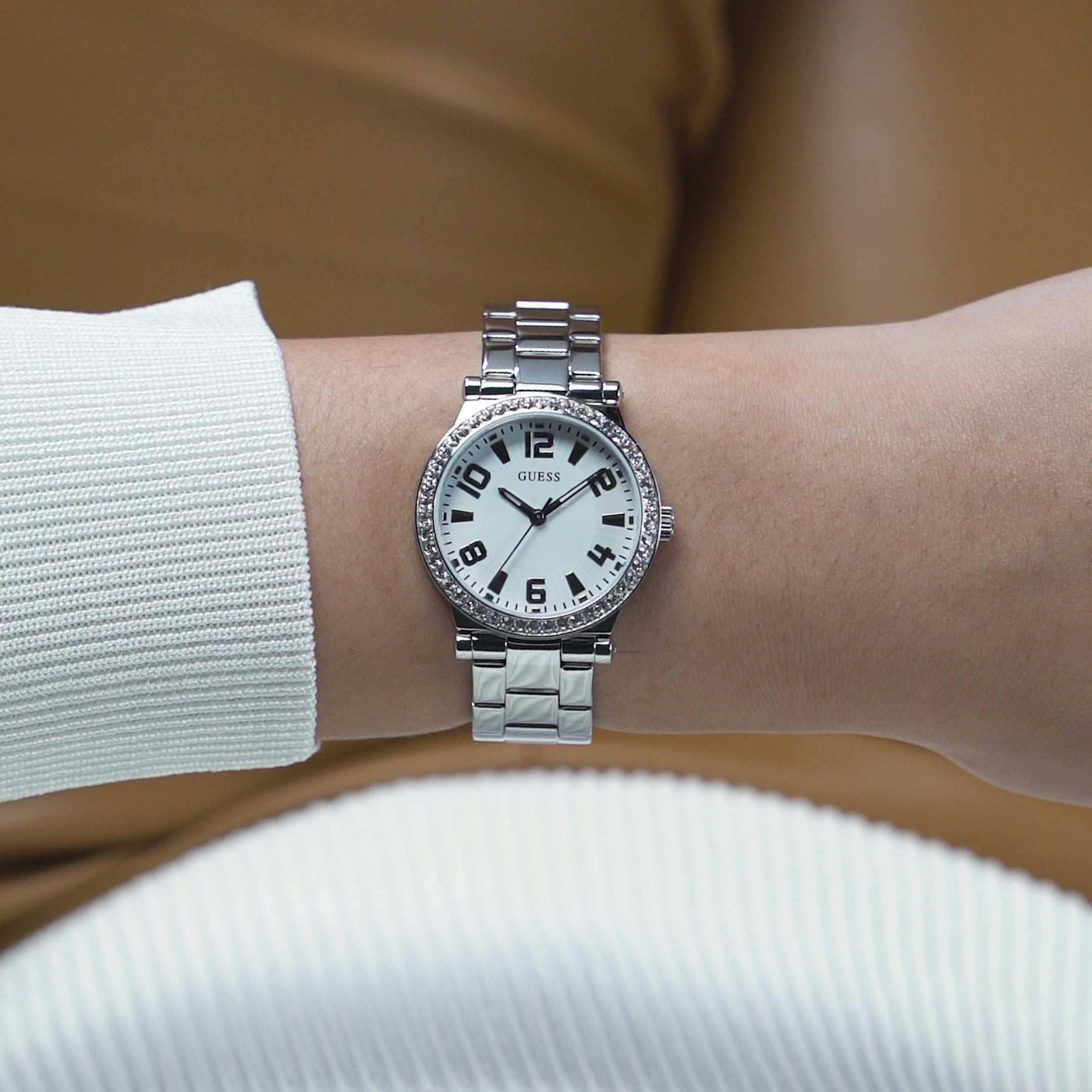 Guess Fawn White Round Dial Quartz Analog Women Watch