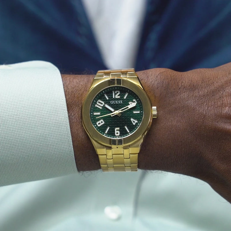 Guess Green Round Dial Quartz Analog Men Watch Watch Guess