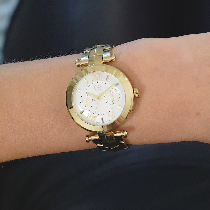 Gc Sport Chic Yellow Round Dial Quartz Women Watch - Guess Collection Watch Gc