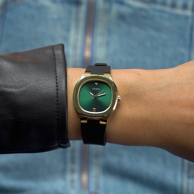 Guess Green Square Dial Quartz Analog Women Watch Watch Guess