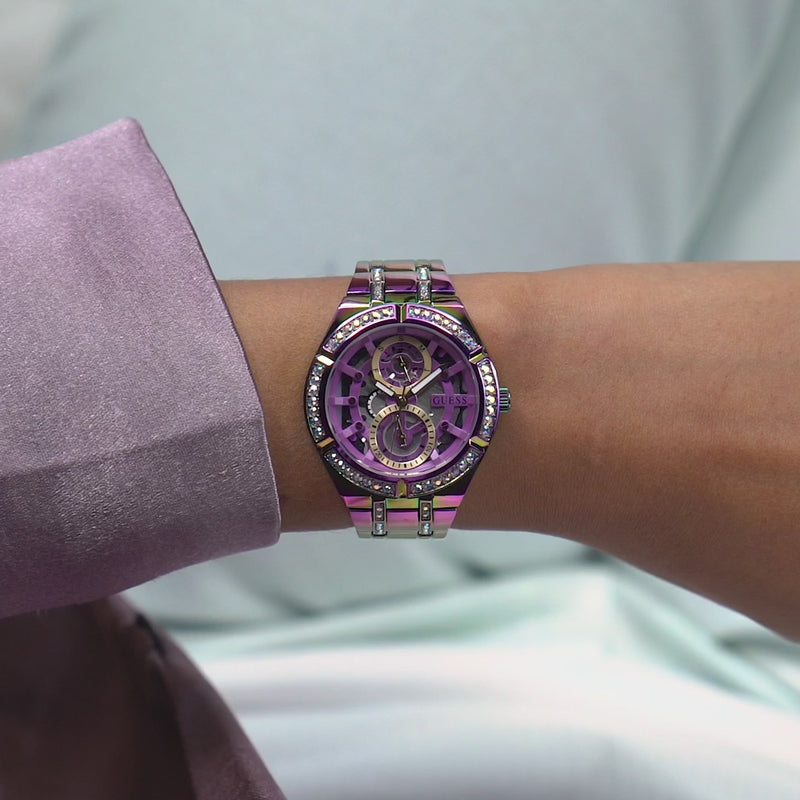Guess Allara Iridescent Round Dial Multi-function Women Watch Watch Guess