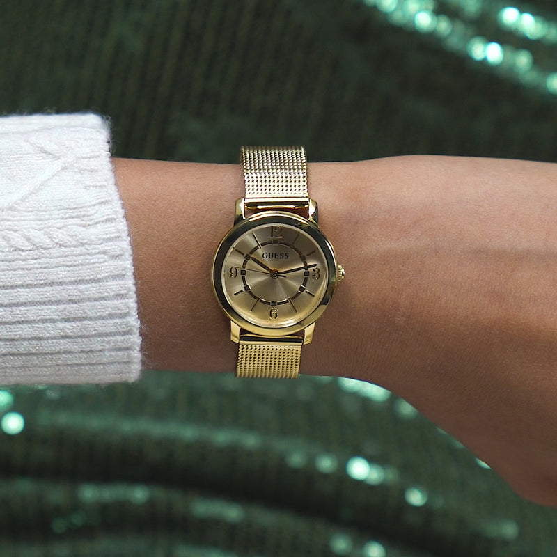 Guess Melody Champagne Round Dial Quartz Analog Women Watch Watch Guess