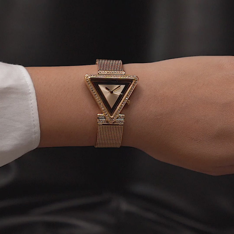 Guess Fame Champagne Triangle Dial Analog Women Watch Watch Guess