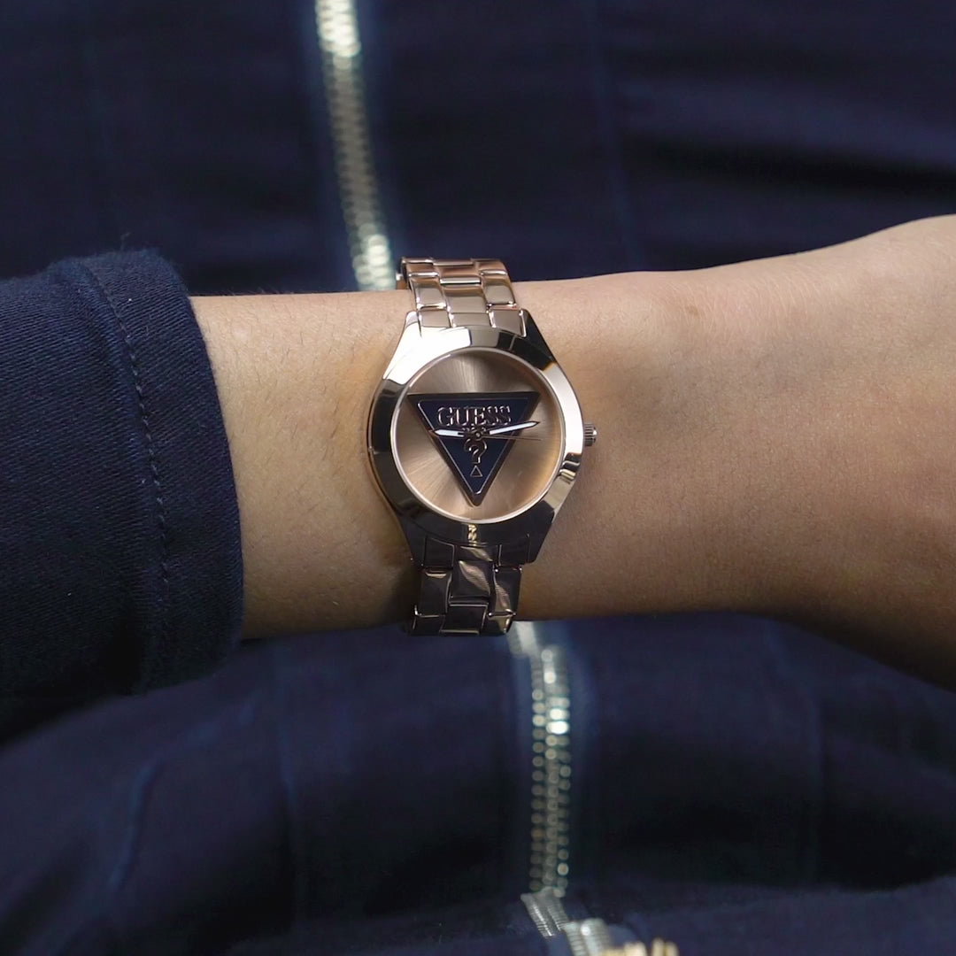 Guess Tri Plaque Rose gold Round Dial Quartz Analog Women Watch GW0675L3  At JUST WATCHES