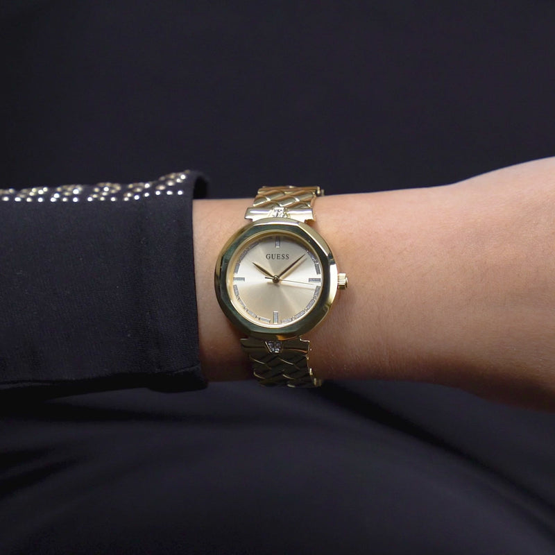 Guess Rumour Champagne Round Dial Analog Women Watch Watch Guess