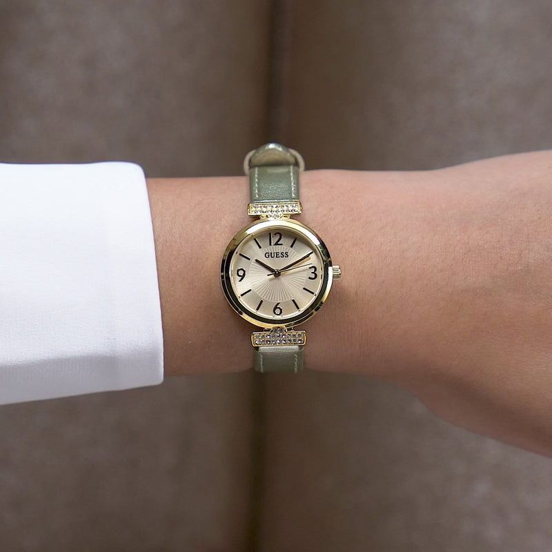 Guess Array Champagne Round Dial Analog Women Watch Watch Guess