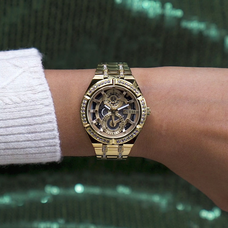 Guess Allara Champagne Round Dial Multi-function Women Watch Watch Guess