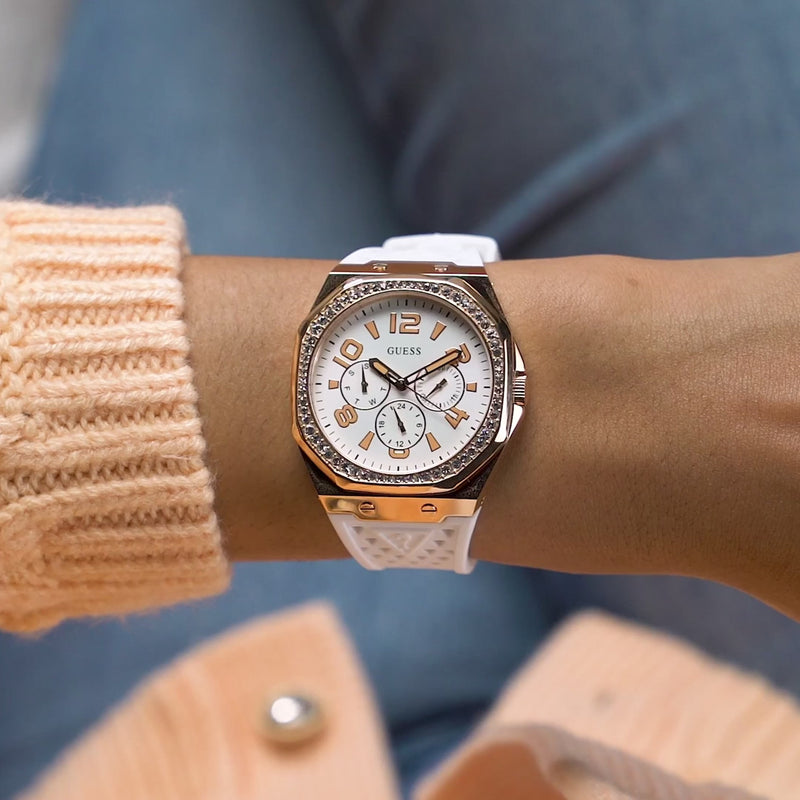 Guess Zest White Octogonal Dial Quartz Analog Women Watch Watch Guess