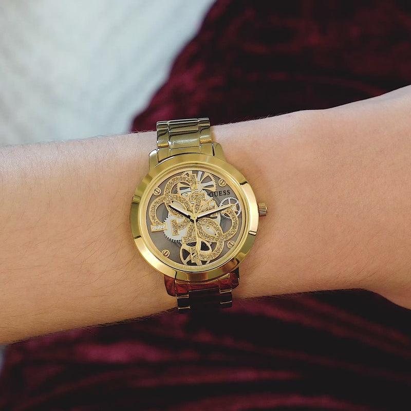 Guess Quattro Gold Round Dial Quartz Analog Women Watch Watch Guess