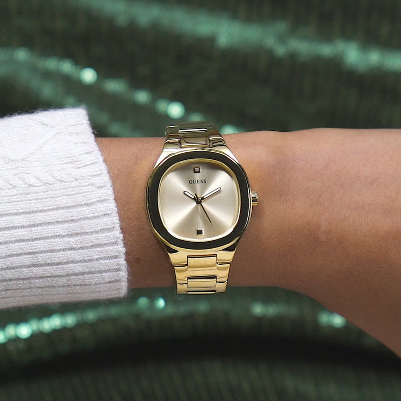 Guess Eve Champagne Square Dial Quartz Analog Women Watch Watch Guess