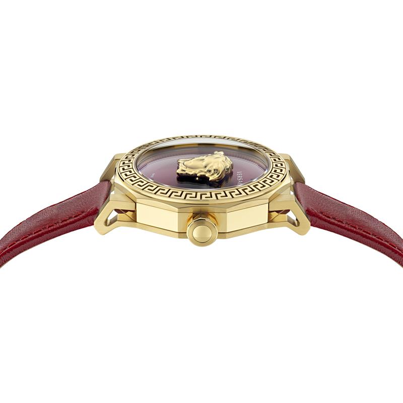 Versace Medusa Deco Leather Gold Round Quartz Women Watch