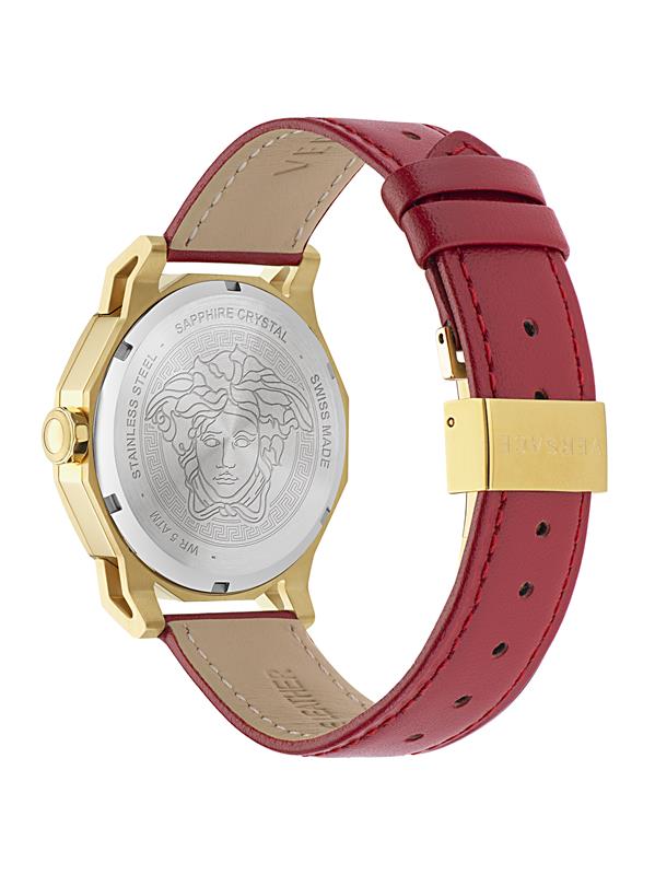 Versace Medusa Deco Leather Gold Round Quartz Women Watch