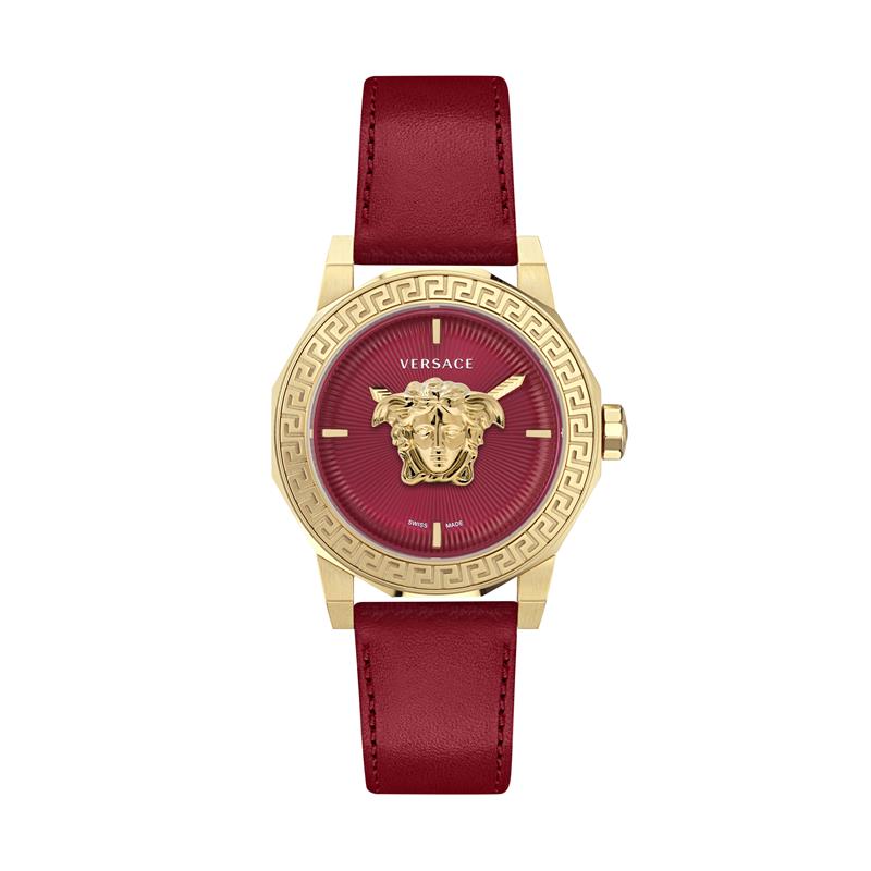 Versace Medusa Deco Leather Gold Round Quartz Women Watch