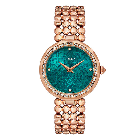 Timex Fria Women Green Round Dial Analog Quartz TWEL13907 At