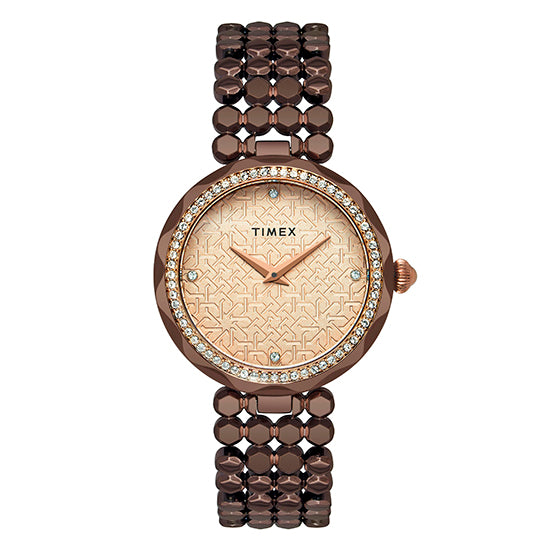 Timex Fria Women Rose Gold Round Dial Analogue Quartz TWEL13908
