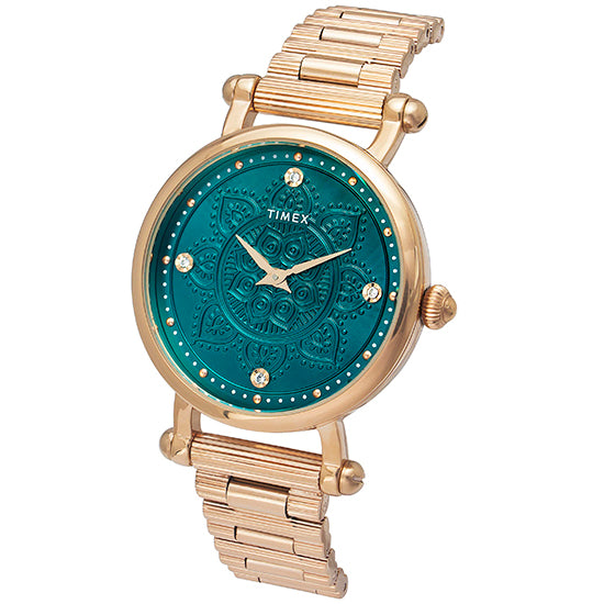 Timex Fria Round 35mm Green Dial Analog Women Watch - TWEL14303 Watch Timex