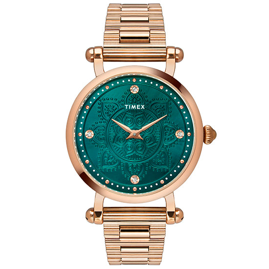 Timex Fria Round 35mm Green Dial Analog Women Watch - TWEL14303 Watch Timex