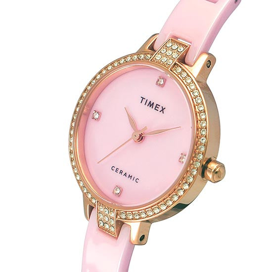 Timex Round 28mm Pink Dial Analog Women Watch - TWEL15701 Watch Timex