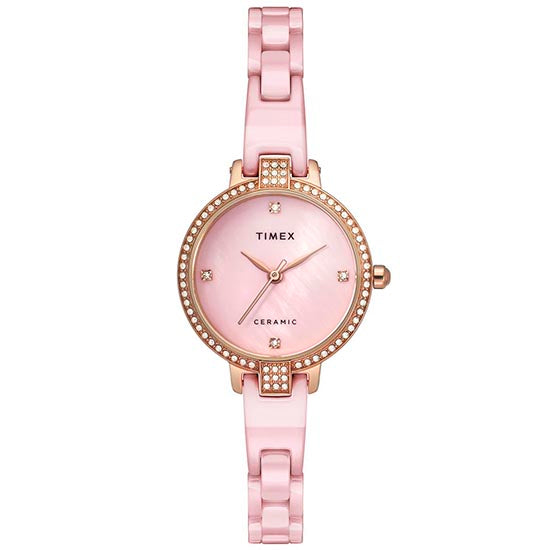 Timex Round 28mm Pink Dial Analog Women Watch - TWEL15701 Watch Timex