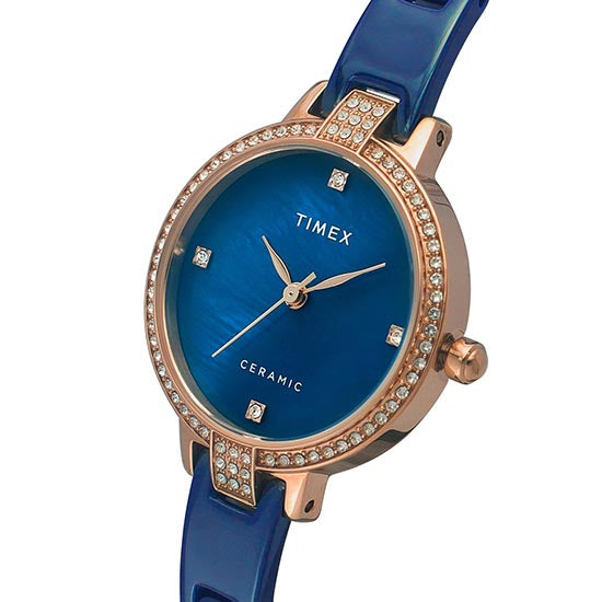 Timex Round 21mm Blue Dial Analog Women Watch - TWEL15702 Watch Timex