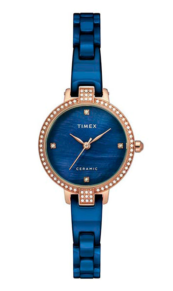 Timex Round 21mm Blue Dial Analog Women Watch - TWEL15702 Watch Timex