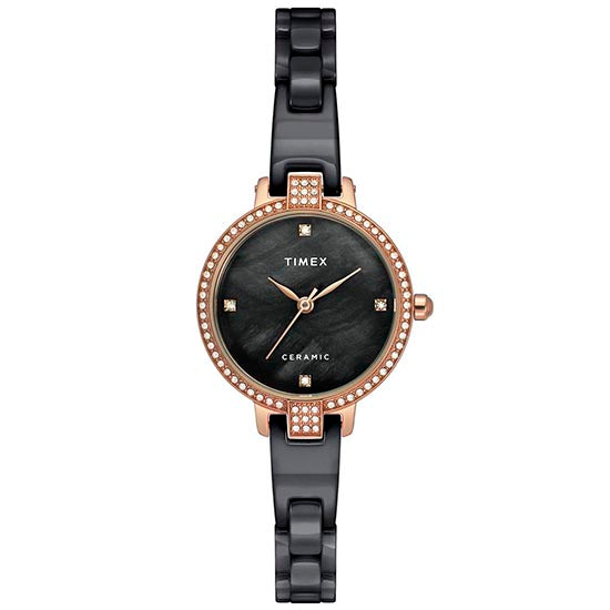 Timex Ceramic Mother of Pearl Round Dial Quartz Analog Women Watch